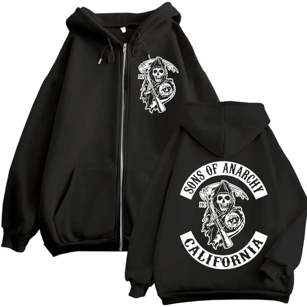 Anime Graphic Zip Hoodie – Oversized Fleece Streetwear for Men & Women