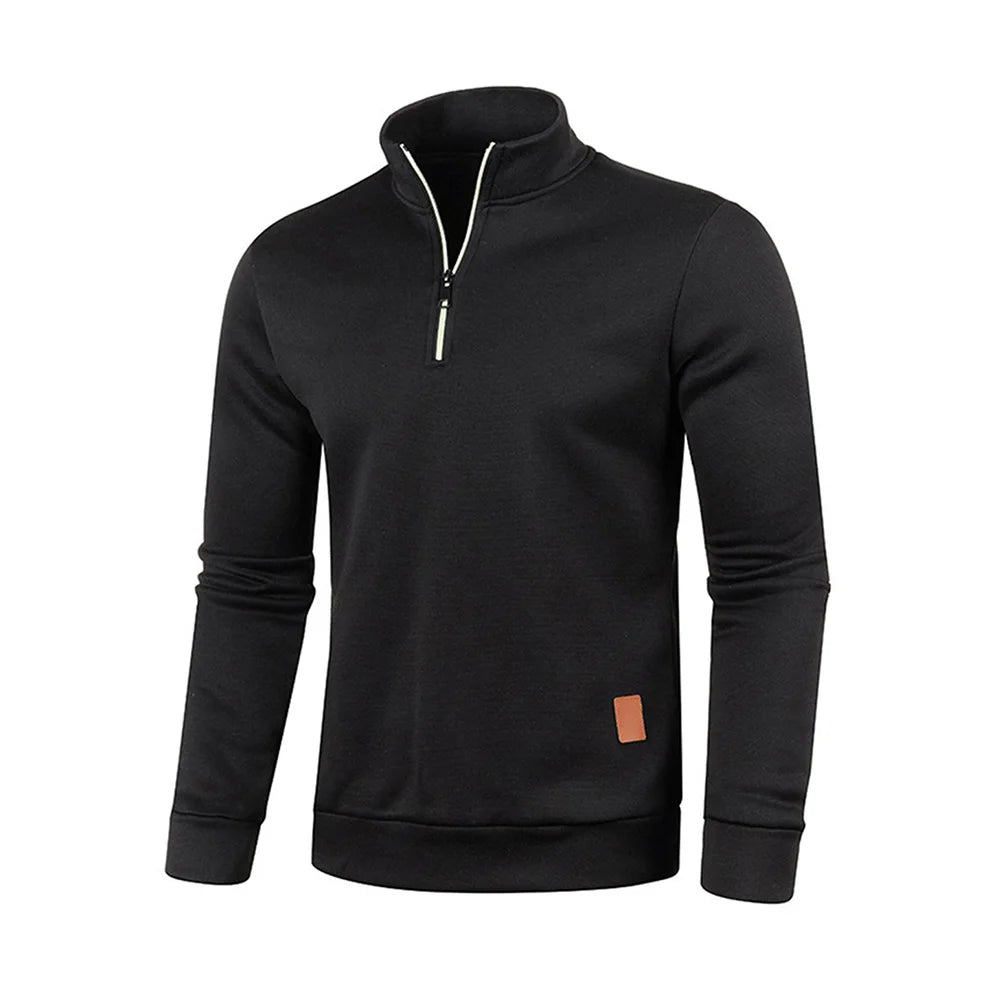 WHWR Men’s Long Turtleneck Zip Pullover Hoodie – Casual Spring & Autumn Sweatshirt