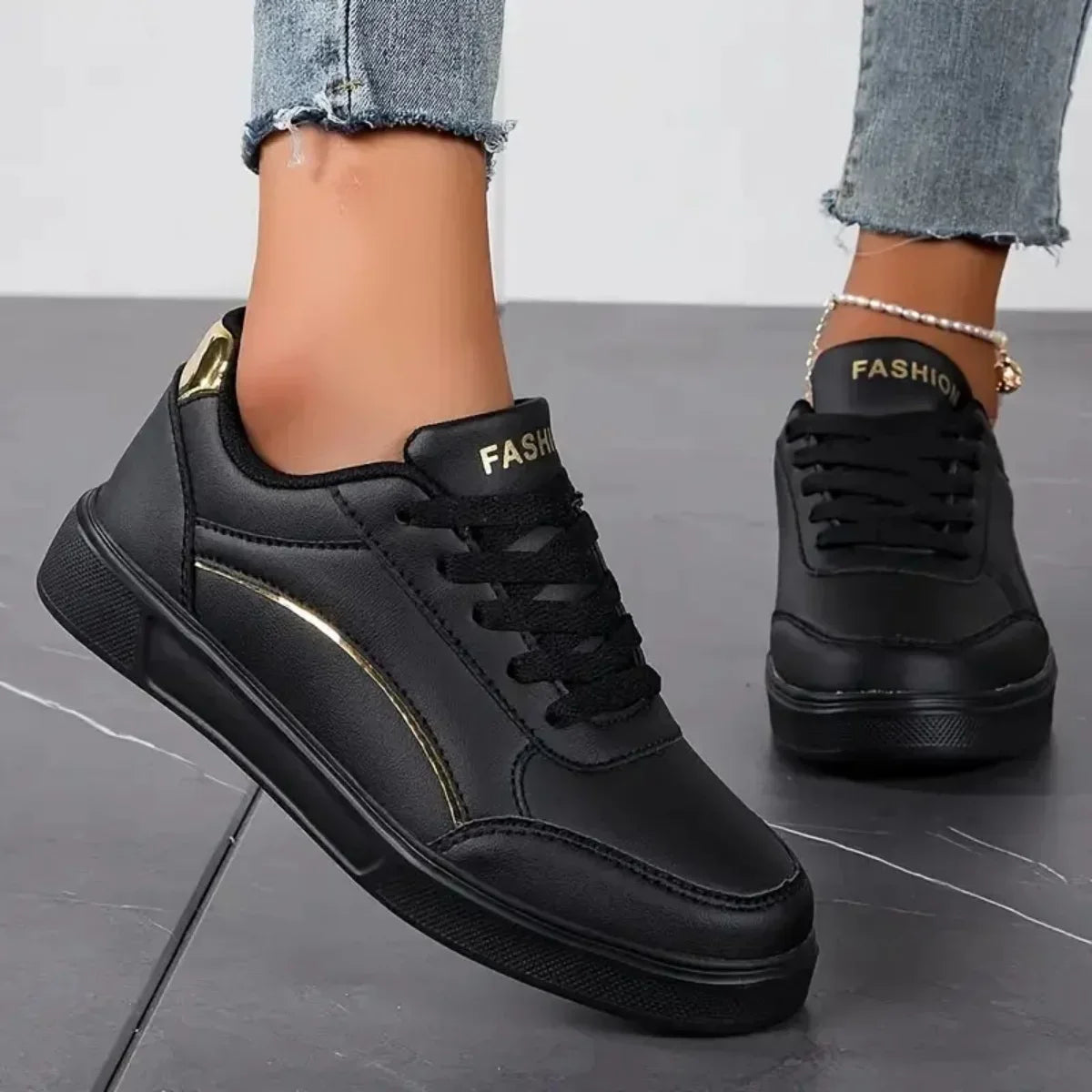 Zapatillas deportivas MAEDEF™ impermeables de PU para mujer – Zapatos ligeros con cordones para caminar