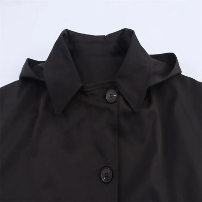 Veste à revers et capuche EleganceEase™ – Style automnal intemporel, confiance sans effort