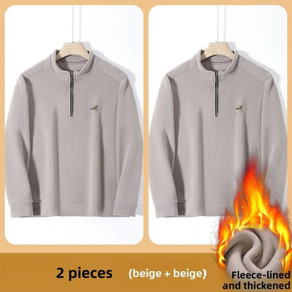 Pull zippé à col montant pour homme – Sweat-shirt en polaire décontracté automne 2025