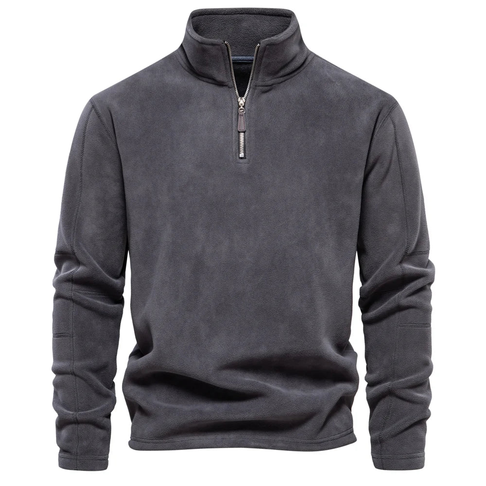 AIOPESON Men’s Thick Fleece Pullover – Turn-Down Collar Winter Sweatshirt