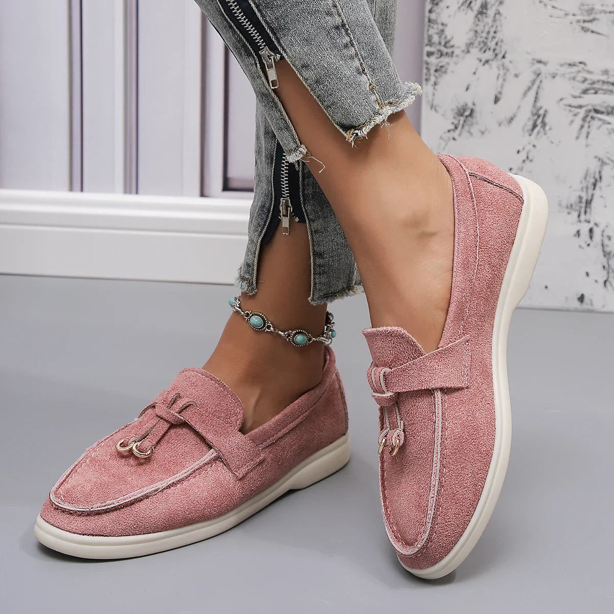Mocassins en coton à enfiler pour femmes – Ballerines légères et décontractées pour le quotidien