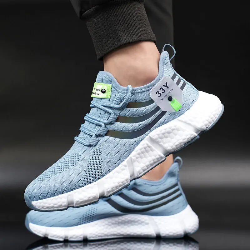 Men’s Lace-Up Mesh Sneakers – Lightweight Breathable Casual Walking Shoes