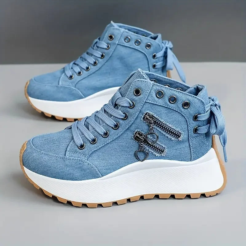 Chaussures décontractées à enfiler pour femme – Baskets confortables légères en PU