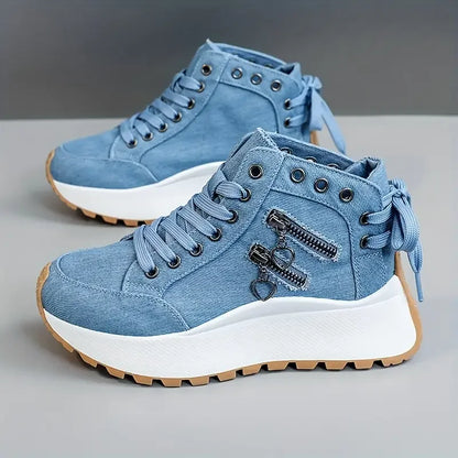 Chaussures décontractées à enfiler pour femme – Baskets confortables légères en PU
