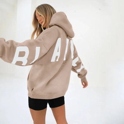 Sweat-shirt à capuche décontracté imprimé pour femme – Coupe ample automne-hiver