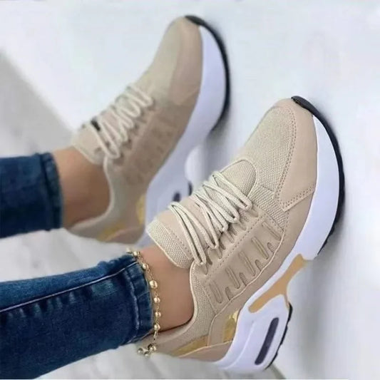 RanLinli™ Mixed-Color Canvas Sneakers – Lace-Up Casual Flats for Women