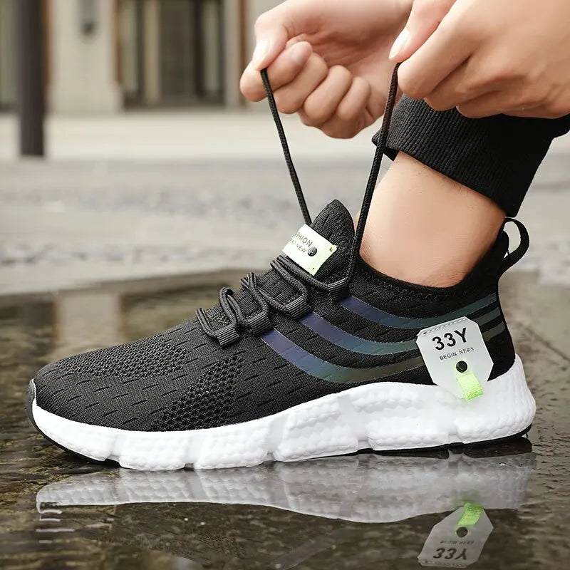 Men’s Lace-Up Mesh Sneakers – Lightweight Breathable Casual Walking Shoes