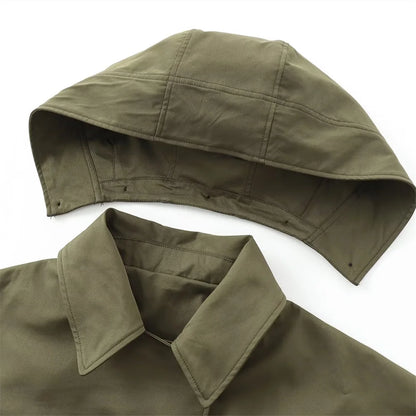 Veste à revers et capuche EleganceEase™ – Style automnal intemporel, confiance sans effort