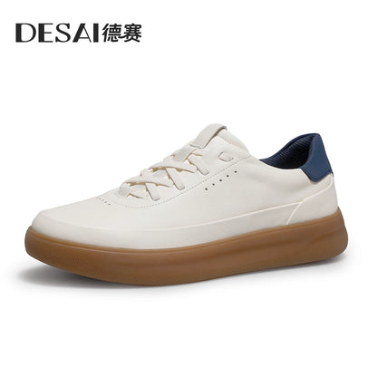 Desai™ DS3097 Men’s Leather Casual Shoes – Lightweight Breathable Soft Sole Sneakers