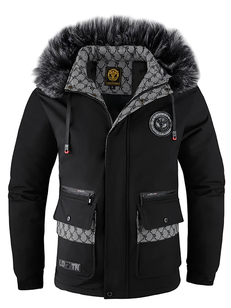 Loom & Soul Men’s Hooded Cotton Jacket – Warm Windproof Winter Padded Coat
