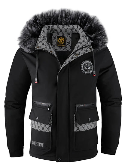 Loom & Soul Men’s Hooded Cotton Jacket – Warm Windproof Winter Padded Coat