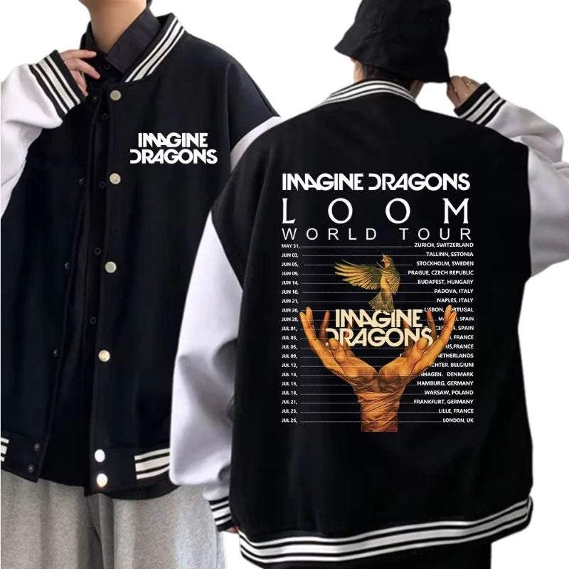 Loom & Soul Veste de Baseball Unisexe « Imagine Dragons World Tour » – Édition 2025