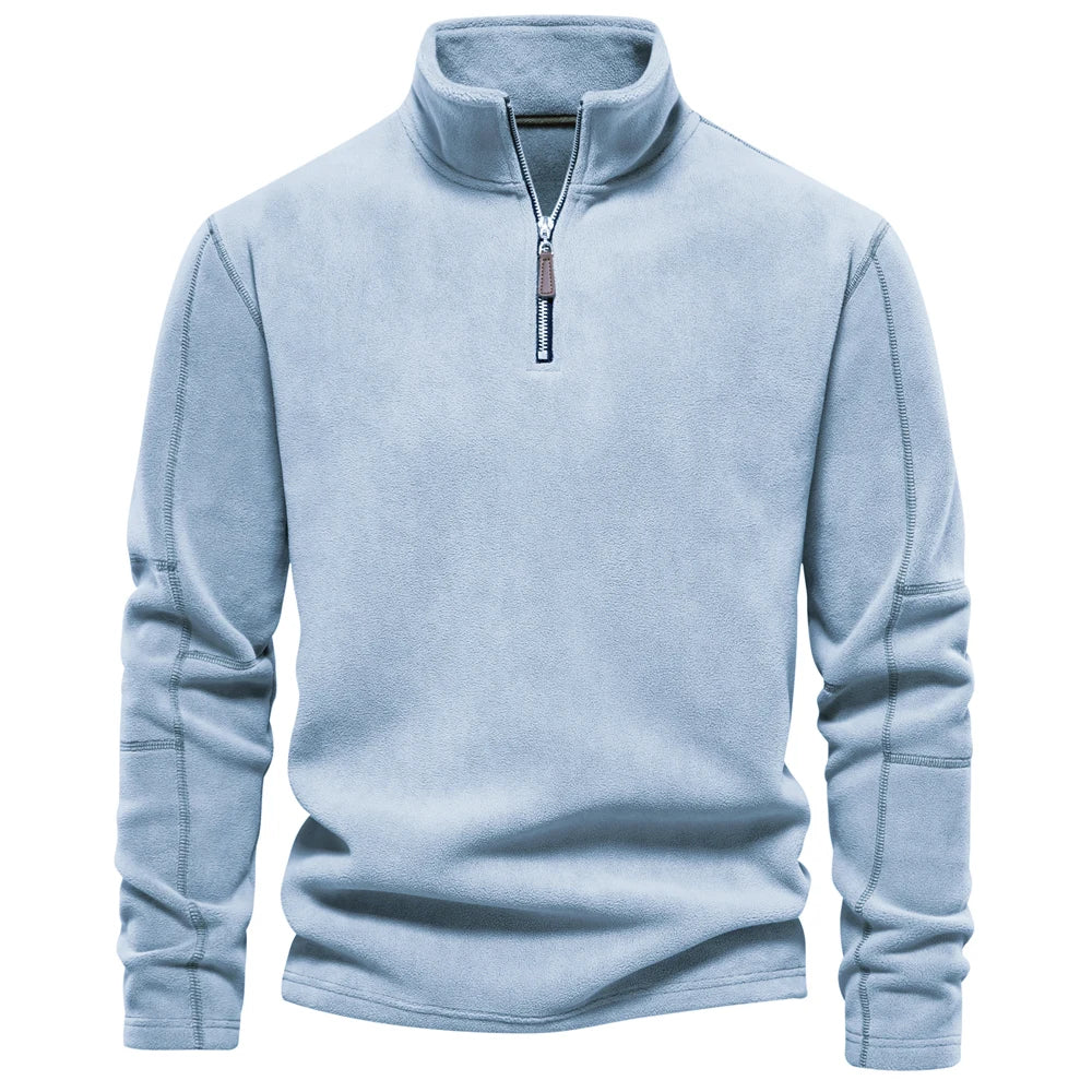 AIOPESON Men’s Thick Fleece Pullover – Turn-Down Collar Winter Sweatshirt