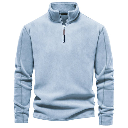 AIOPESON Men’s Thick Fleece Pullover – Turn-Down Collar Winter Sweatshirt