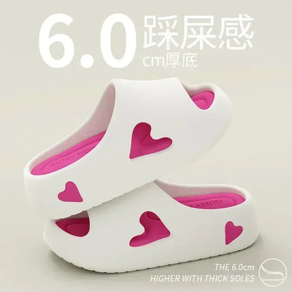 Women’s Love Heart Cloud Slippers – Non-Slip EVA Platform Sandals Indoor/Outdoor