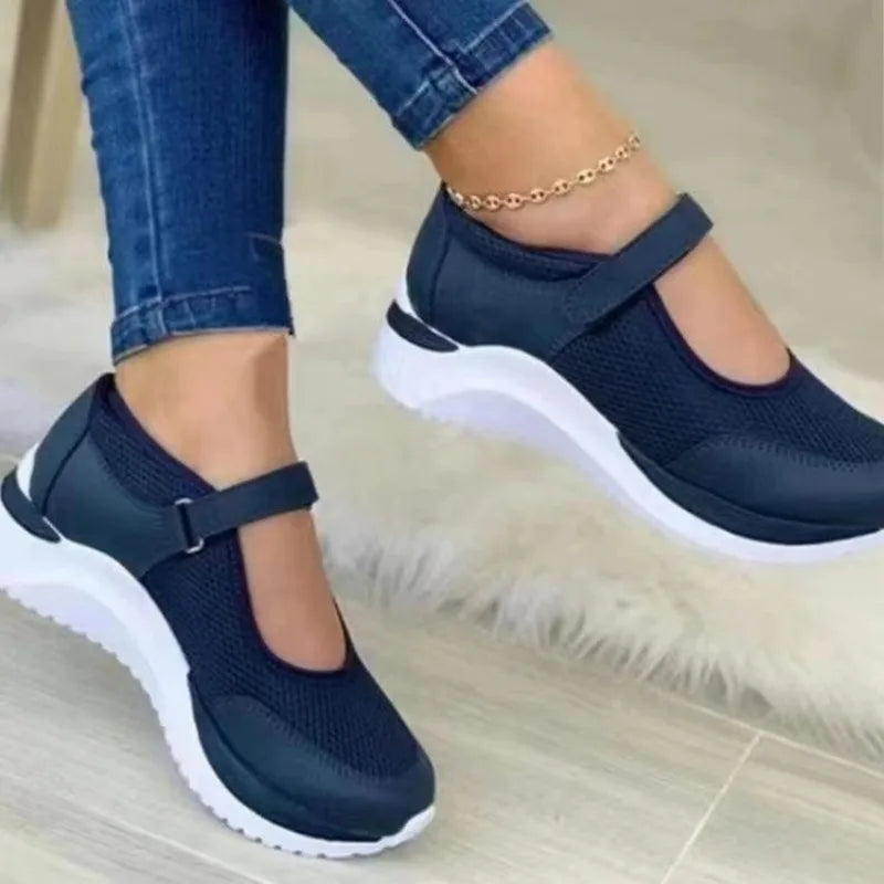 CHUJIE™ Women’s Breathable Walking Sandals – Hook & Loop Air Mesh Comfort Shoes
