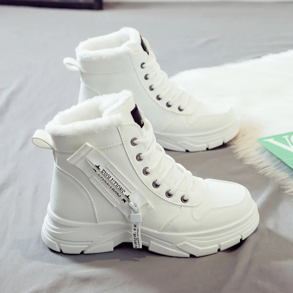 Loom & Soul Women’s Winter Snow Boots – Warm PU Mid-Calf Platform Boots