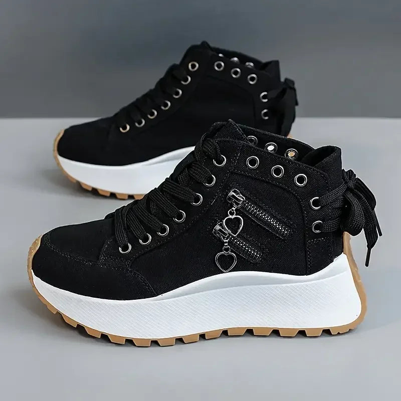 Chaussures décontractées à enfiler pour femme – Baskets confortables légères en PU