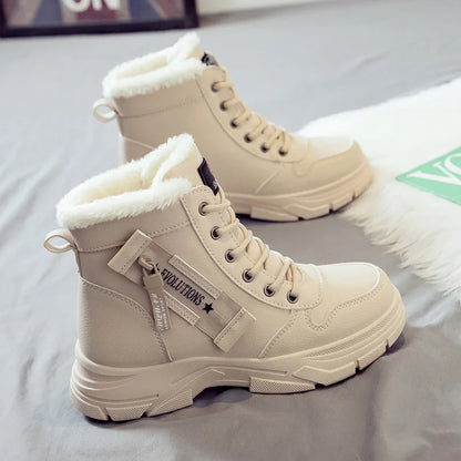 Loom & Soul Women’s Winter Snow Boots – Warm PU Mid-Calf Platform Boots