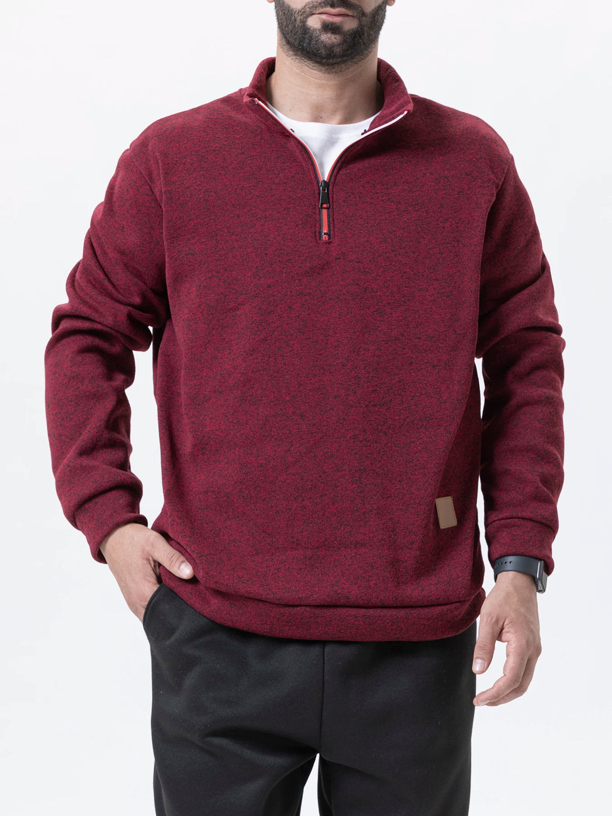 WHWR Men’s Long Turtleneck Zip Pullover Hoodie – Casual Spring & Autumn Sweatshirt