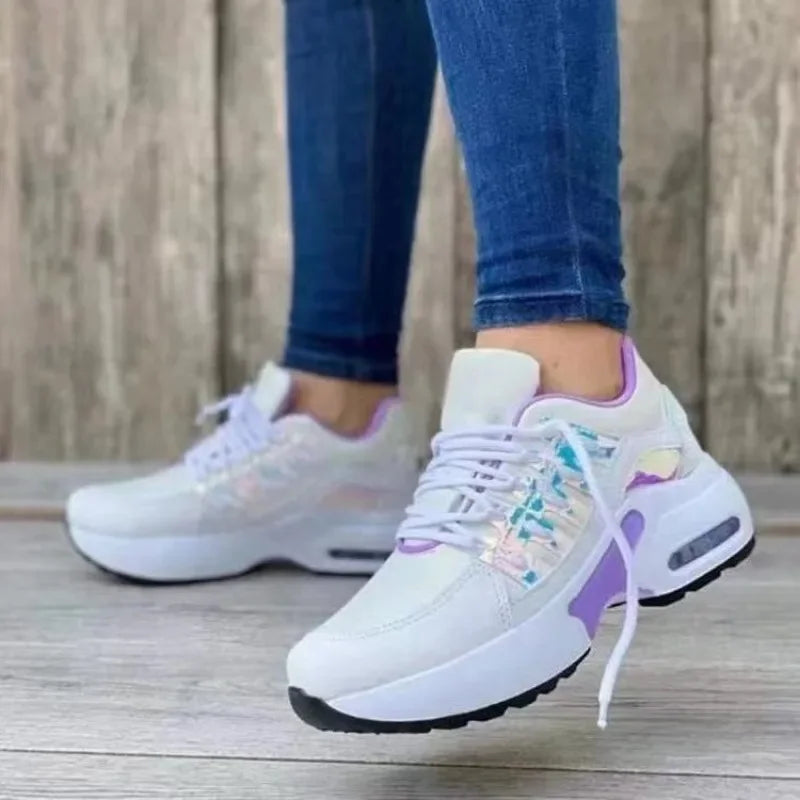 RanLinli™ Mixed-Color Canvas Sneakers – Lace-Up Casual Flats for Women
