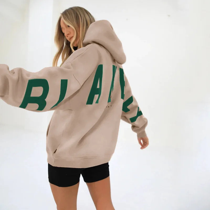 Sweat-shirt à capuche décontracté imprimé pour femme – Coupe ample automne-hiver