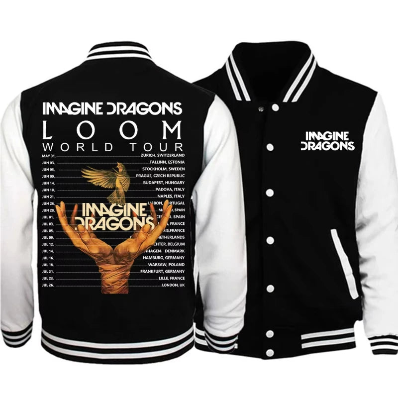 Loom & Soul Veste de Baseball Unisexe « Imagine Dragons World Tour » – Édition 2025