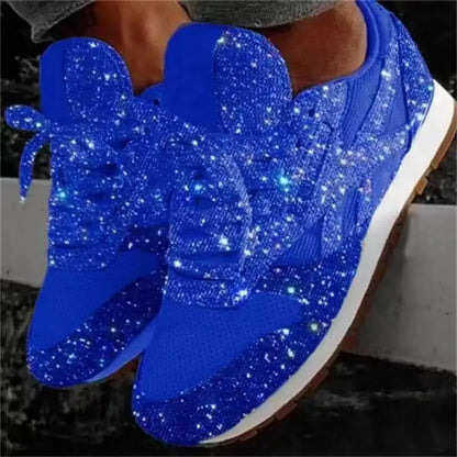 Lunara™ 2024 Bling Mesh Platform Sneakers – Lightweight Casual Lace-Up Shoes for Women