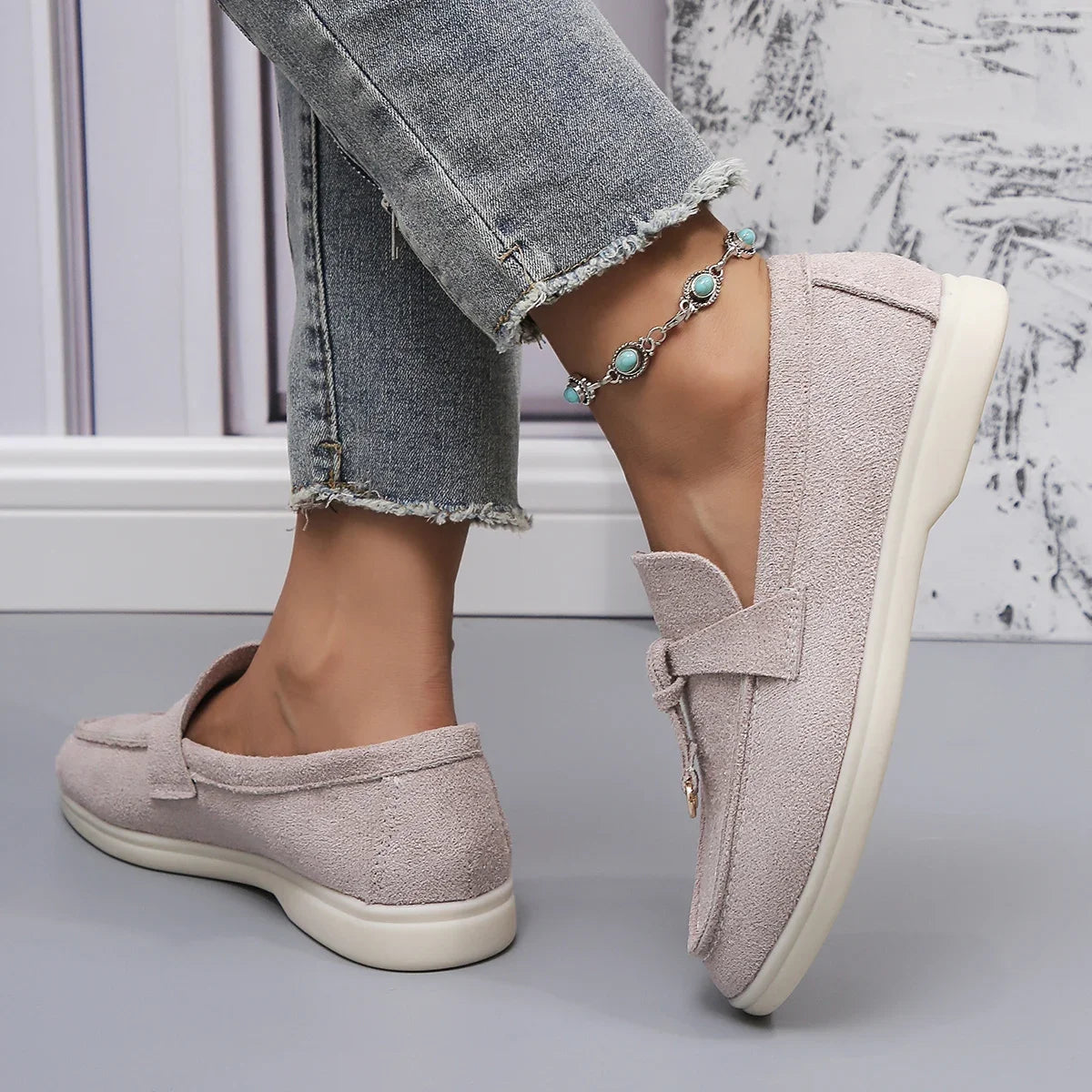 Mocassins en coton à enfiler pour femmes – Ballerines légères et décontractées pour le quotidien