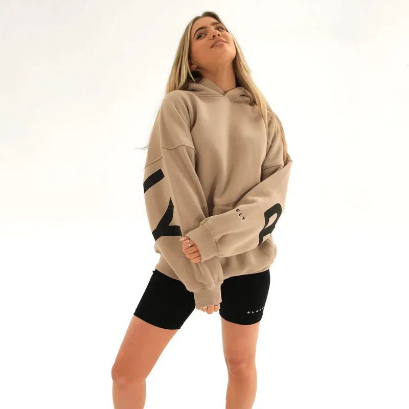 Sweat-shirt à capuche décontracté imprimé pour femme – Coupe ample automne-hiver