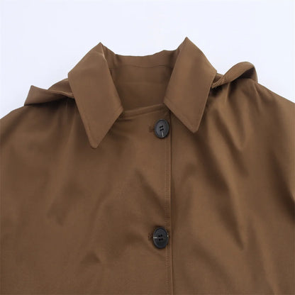 Veste à revers et capuche EleganceEase™ – Style automnal intemporel, confiance sans effort