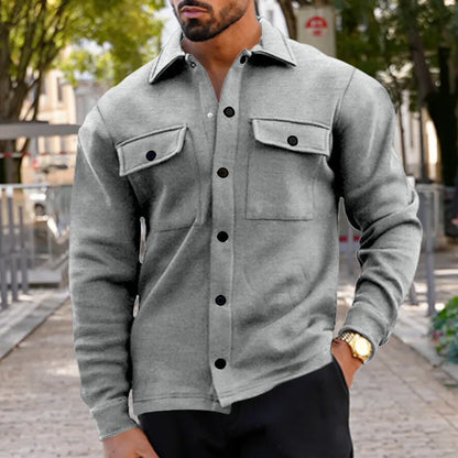 Loom & Soul Men’s Winter Fleece Lapel Jacket – Slim Fit Single-Breasted Coat