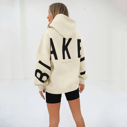 Sweat-shirt à capuche décontracté imprimé pour femme – Coupe ample automne-hiver