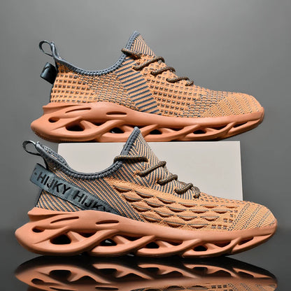 Men’s Breathable Flyknit Sneakers – Casual Trainers, Lightweight Walking Shoes