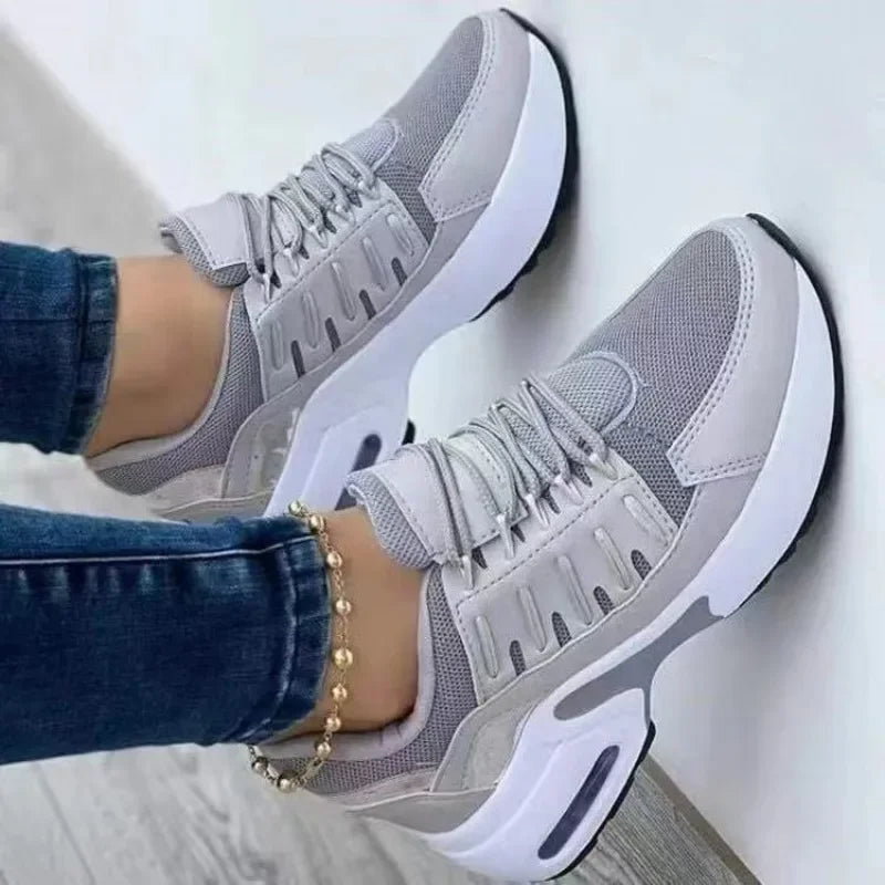 RanLinli™ Mixed-Color Canvas Sneakers – Lace-Up Casual Flats for Women