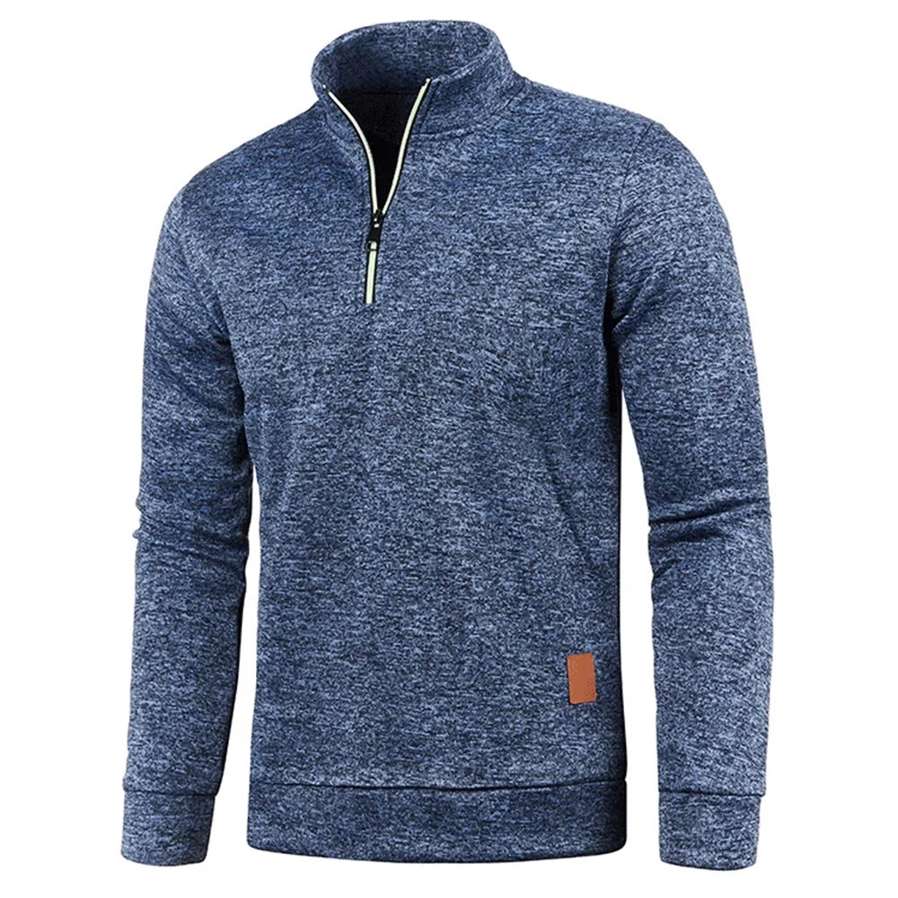 WHWR Men’s Long Turtleneck Zip Pullover Hoodie – Casual Spring & Autumn Sweatshirt