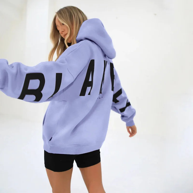 Sweat-shirt à capuche décontracté imprimé pour femme – Coupe ample automne-hiver