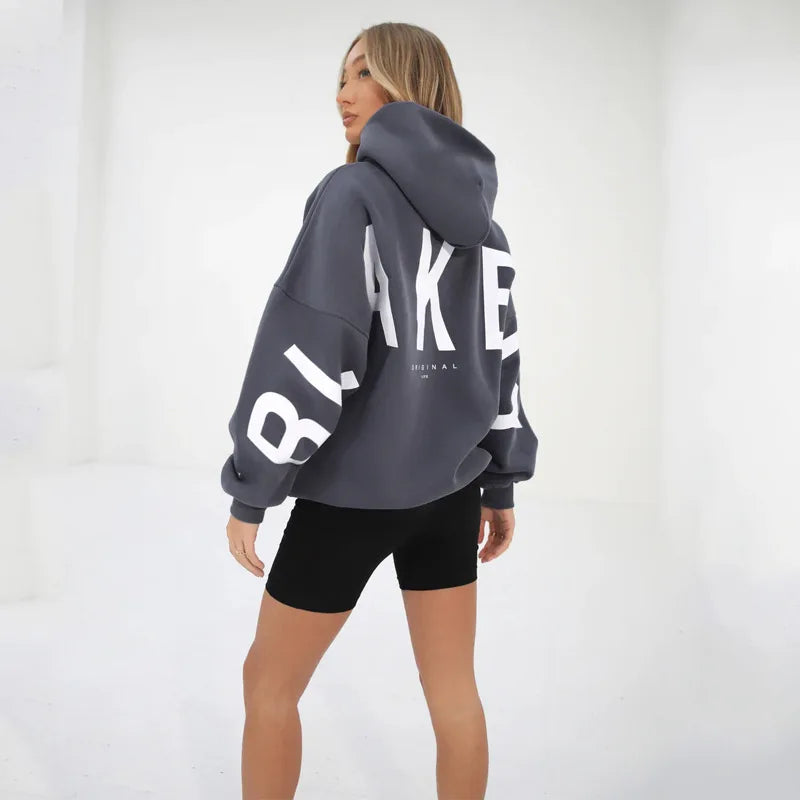 Sweat-shirt à capuche décontracté imprimé pour femme – Coupe ample automne-hiver