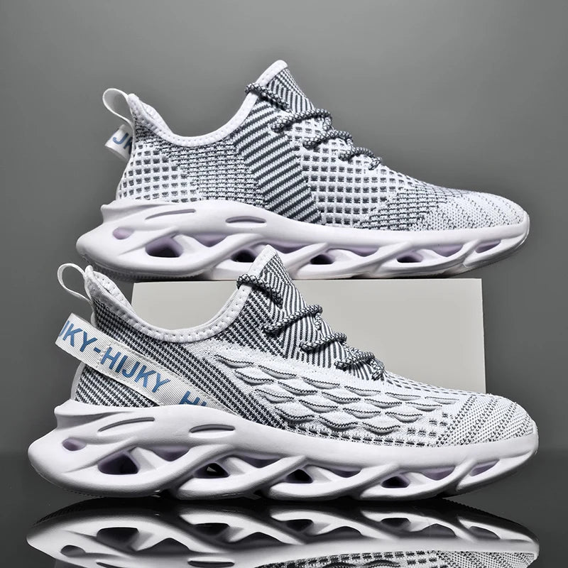 Men’s Breathable Flyknit Sneakers – Casual Trainers, Lightweight Walking Shoes
