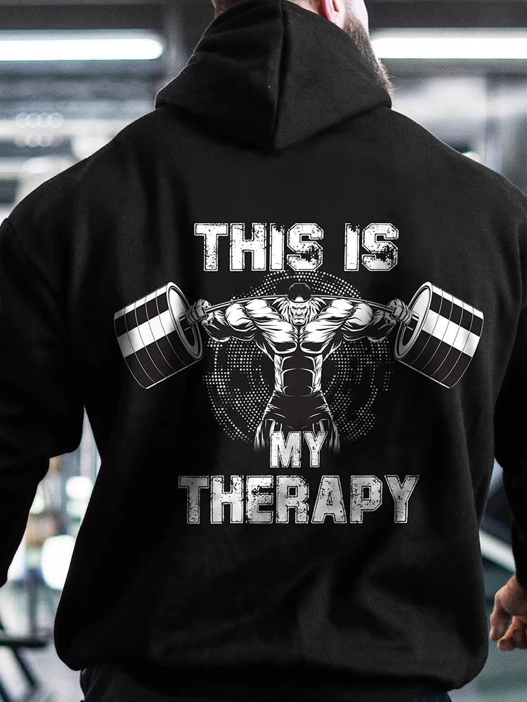 Sweat-shirt à capuche pour homme « C'est ma thérapie » – Sweat d'automne et d'hiver pour le fitness