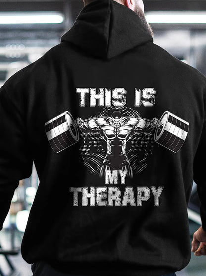 Sweat-shirt à capuche pour homme « C'est ma thérapie » – Sweat d'automne et d'hiver pour le fitness