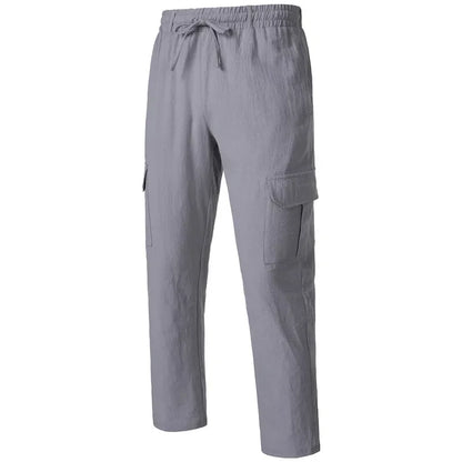 Pantalon cargo ample en coton et lin pour homme Loom & Soul – Pantalon de plage décontracté