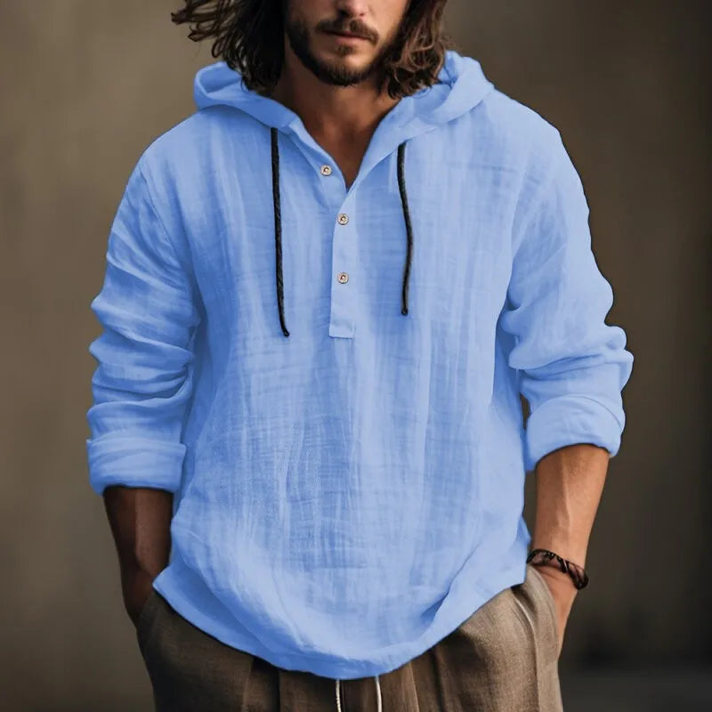 LIVE GREAT Men’s Linen Hoodie – Lightweight Casual Sweatshirt for Spring & Autumn