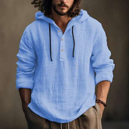 LIVE GREAT Men’s Linen Hoodie – Lightweight Casual Sweatshirt for Spring & Autumn