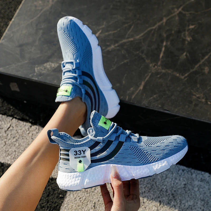 Men’s Lace-Up Mesh Sneakers – Lightweight Breathable Casual Walking Shoes