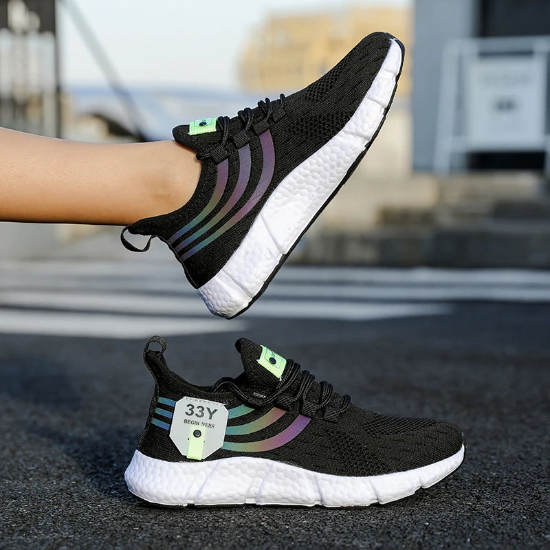 Men’s Lace-Up Mesh Sneakers – Lightweight Breathable Casual Walking Shoes