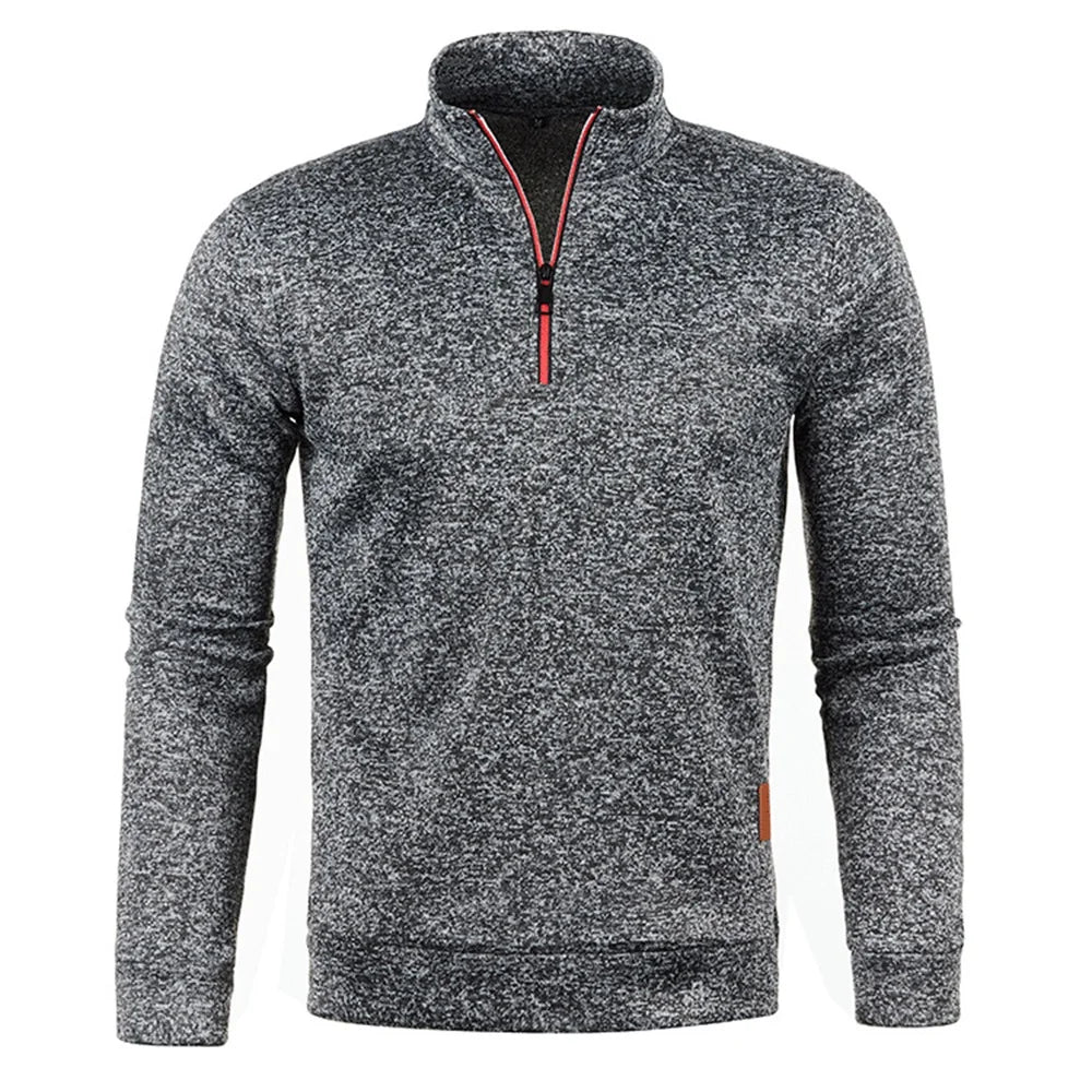 WHWR Men’s Long Turtleneck Zip Pullover Hoodie – Casual Spring & Autumn Sweatshirt