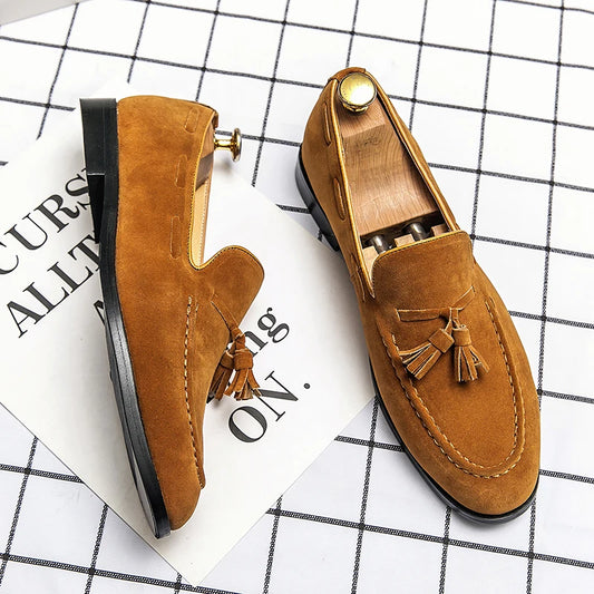 HAJERO™ SoftStep Faux Suede Loafers – Men’s Slip-On Casual Shoes | Breathable Massage Comfort Moccasins for Office & Everyday Wear